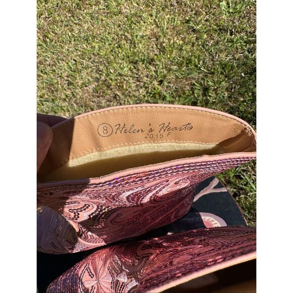 Helen’s Heart Pink Sequin Western Boots Size 8 Pointed Toe Mid Calf Heeled NWT - Picture 5 of 15
